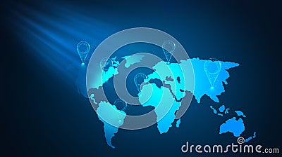 Search for locations around the world. Location map concept Stock Photo