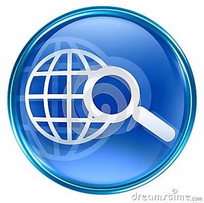 Search and magnifier icon blue Stock Photo