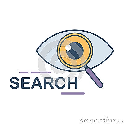Search Magnifying Glass with Eye. Vector Illustration
