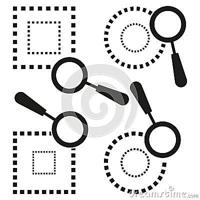 Search magnifying glass icons. Focused and unfocused areas. Magnification concept. Vector illustration. EPS 10. Vector Illustration