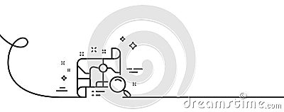 Search map line icon. Find location address sign. Continuous line with curl. Vector Vector Illustration