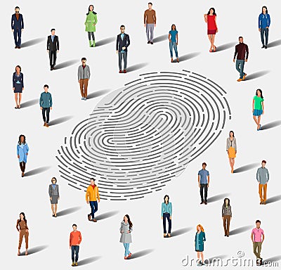 The search for a person by fingerprint Vector Illustration