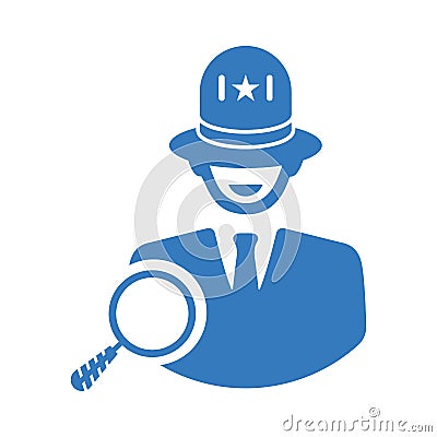 Search police, White hat seo icon. Simple blue color vector Vector Illustration