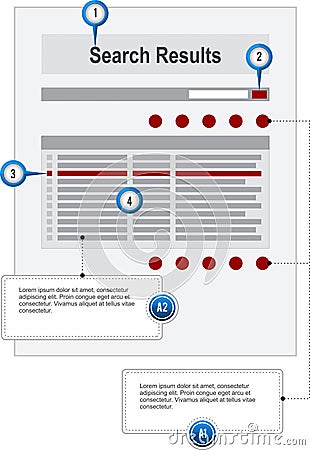 Search Results Internet Web Page Wireframe Structu Vector Illustration