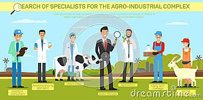 Search Specialist for The Agro Industrial Complex Vector Illustration
