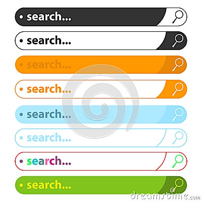 Search string with magnifier. Cartoon Illustration