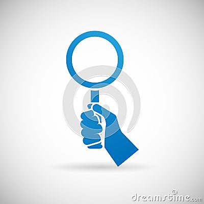 Search Symbol Hand Hold Magnifying Glass Vector Illustration