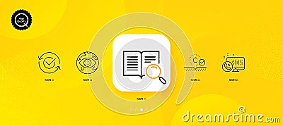 Search text, Collagen skin and Cyber attack minimal line icons. For web application, printing. Vector Vector Illustration