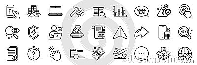 Search text, Diagram graph and Financial documents line icons pack. For web app. App line icons. Vector Vector Illustration
