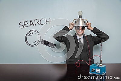 Search text with vintage businessman Stock Photo