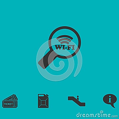 Search wi-fi connection icon flat Vector Illustration