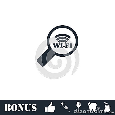 Search wi-fi connection icon flat Vector Illustration