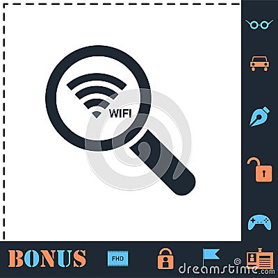 Search wi-fi connection icon flat Vector Illustration