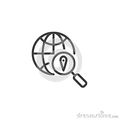 Search world location pin outline icon Vector Illustration