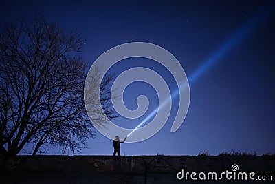 Searching with flashlight Stock Photo