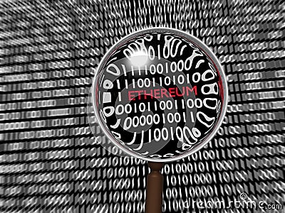 Searching Hidden Ethereum money into binary digits Stock Photo