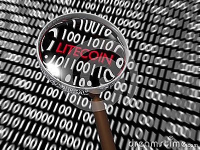 Searching Hidden Litecoin money into binary digits Stock Photo