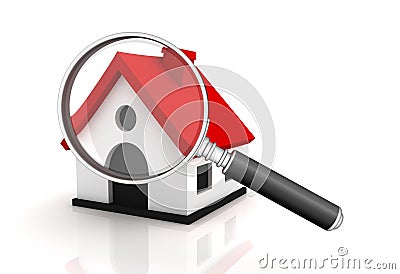 Searching house isolated 3d illustration Cartoon Illustration