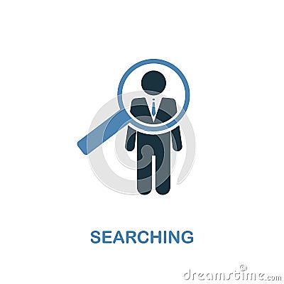 Searching icon. Pixel perfect. Monochrome Searching icon symbol from human resources collection. Two colors element for web design Cartoon Illustration