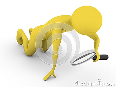 Searching man with magnifier Stock Photo