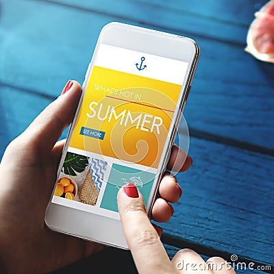 Searching Online Summer Mobile Concept Stock Photo