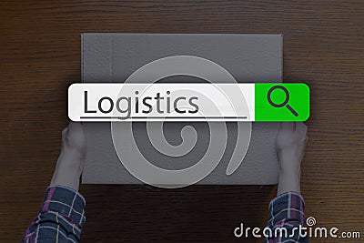 Searching tab on top of concept image with word logistics g Stock Photo