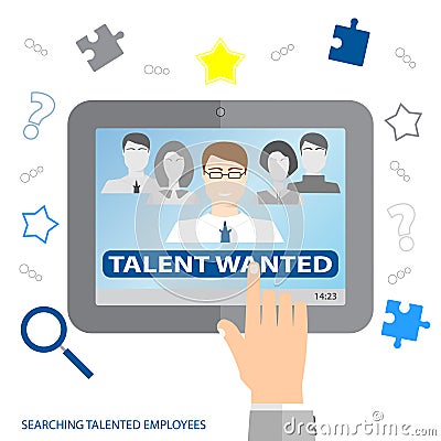 Searching talented employees. Searching professional employees. Choosing the perfect candidate for the job. Vector Illustration