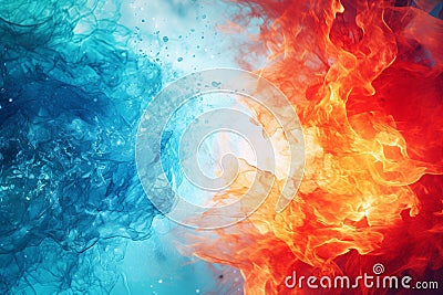 Searing Hot fire cold ice. Warm light energy Stock Photo