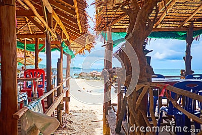 The seascape through the beach bars, Khai Nai island, Phuket, Thailand Editorial Stock Photo