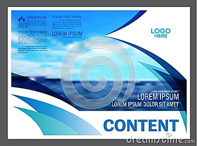 Seascape and blue sky presentation layout design template background for tourism travel business. illustration Vector Illustration