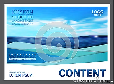 Seascape and blue sky presentation layout design template background for tourism travel business. illustration Vector Illustration