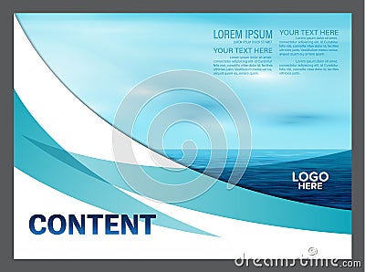 Seascape and blue sky presentation layout design template background for tourism travel business. illustration Cartoon Illustration