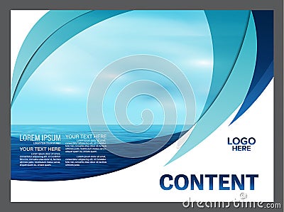 Seascape and blue sky presentation layout design template background for tourism travel business. illustration Cartoon Illustration