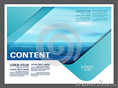 Seascape and blue sky presentation layout design template background for tourism travel business. illustration Cartoon Illustration