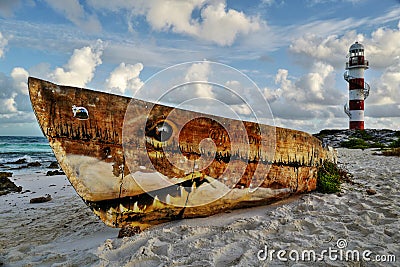 Seascape in Cancun, Mexico. Stock Photo