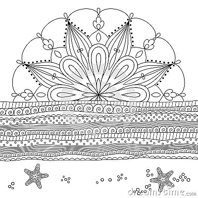 Seascape for coloring book Vector Illustration