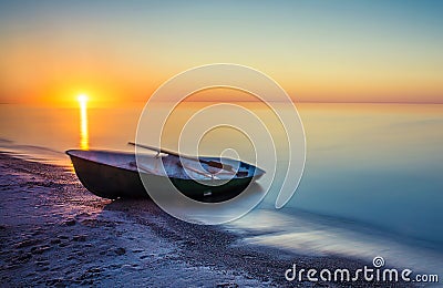 Seascape with fishing boat Stock Photo