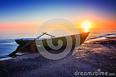 Seascape with fishing boat Stock Photo