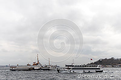 Seascape of Istanbul and seaguls Stock Photo