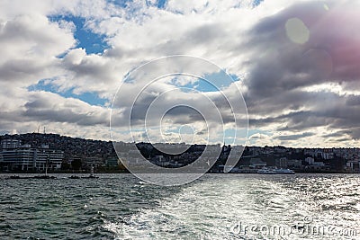 Seascape from Konak Pier, Izmir, Turkey Editorial Stock Photo