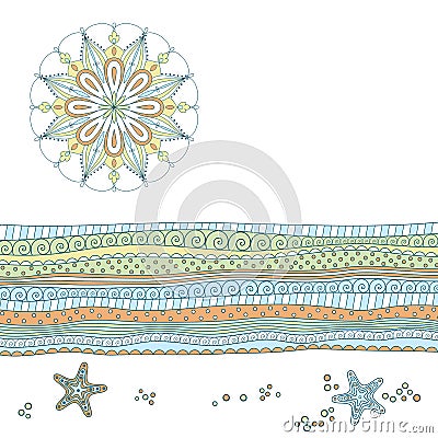 Seascape line art Vector Illustration