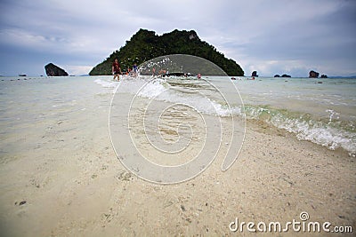 Seascape low seawater is unseen Thailand on Ao Phra Nang Editorial Stock Photo