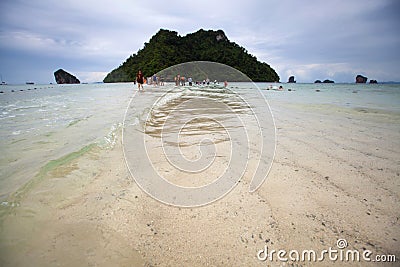 Seascape low seawater is unseen Thailand on Ao Phra Nang Editorial Stock Photo