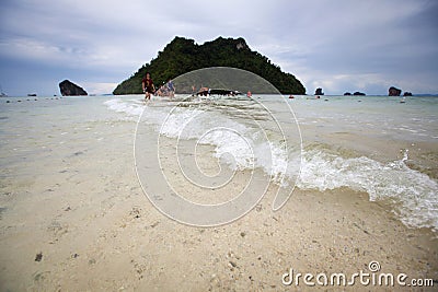 Seascape low seawater is unseen Thailand on Ao Phra Nang Editorial Stock Photo