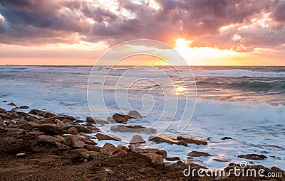 Seascape, Mediterranean Sea, Israel Stock Photo