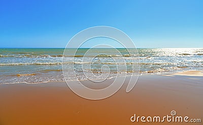 Seascape with Mollarella sand beach spiaggia di mollarella near coastal city of Licata , SICILY Italy Editorial Stock Photo