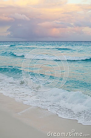 Seascape at pinkish sunset - natural background Stock Photo