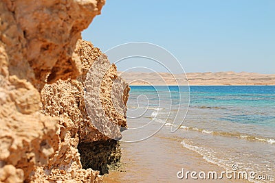 Seascape. Sea sky mountains in national nature reserve Ras Mohammed, Sinai, Egypt Stock Photo