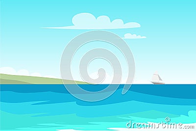 Seascape, seashore flat vector color illustration Vector Illustration