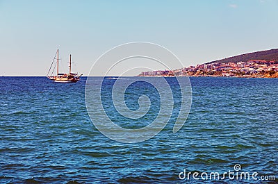 Seascape with a ship Stock Photo